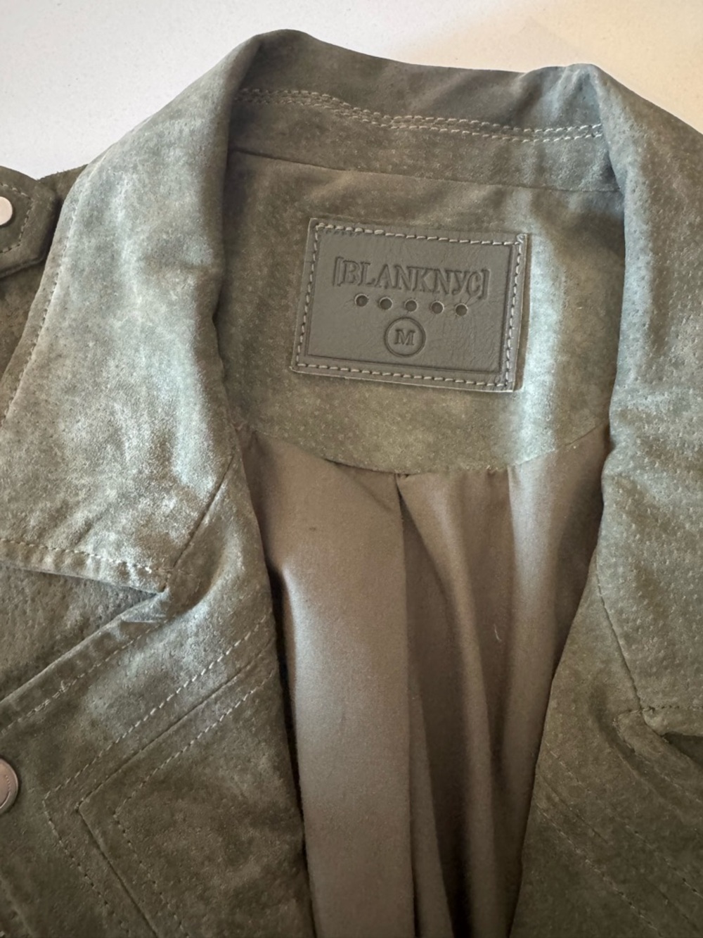 Blank NYC Olive Green Suede Bomber Jacket - Picture 7 of 7